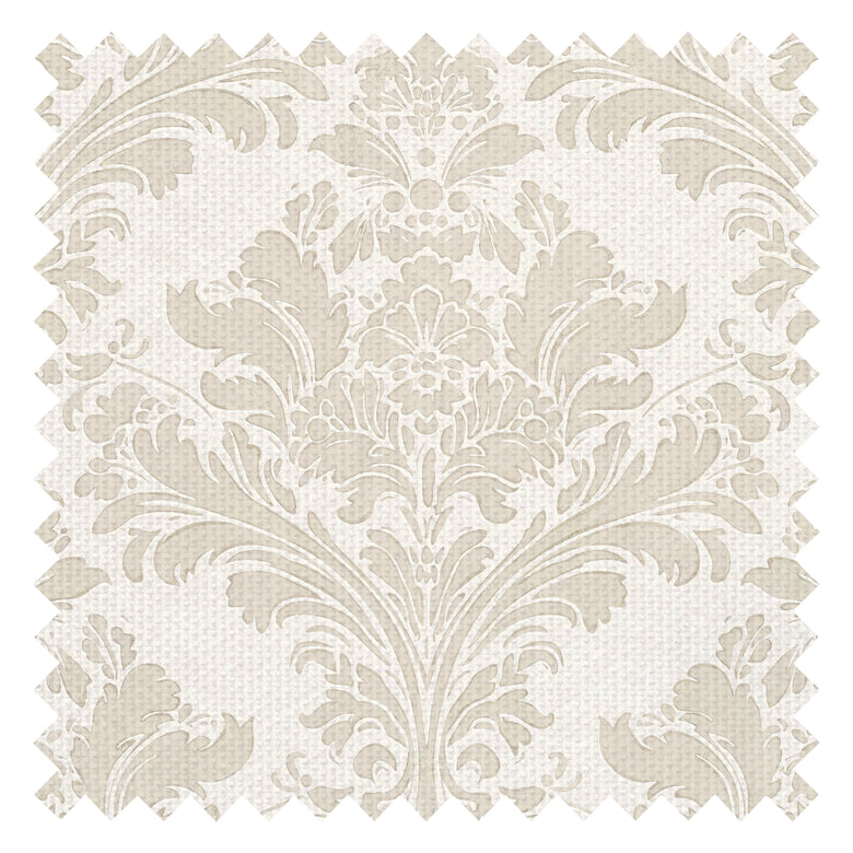 Regal Damask Fabric in Stone on Cream