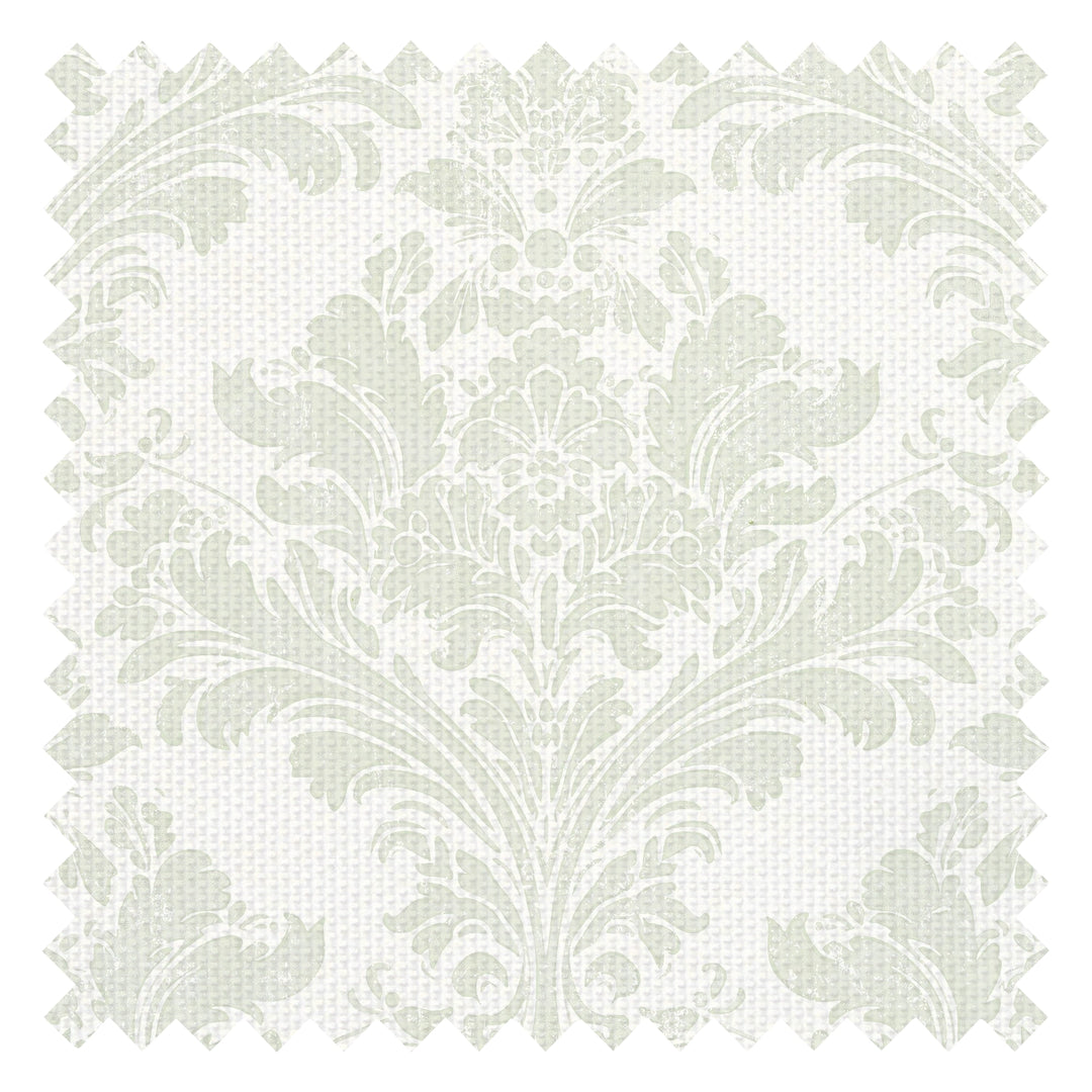 Regal Damask Fabric in Green on Cream