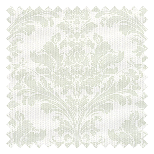 Regal Damask Fabric in Green on Cream