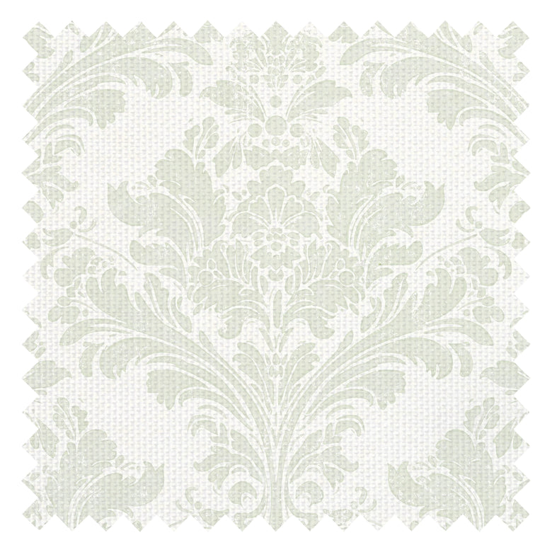 Regal Damask Fabric in Green on Cream