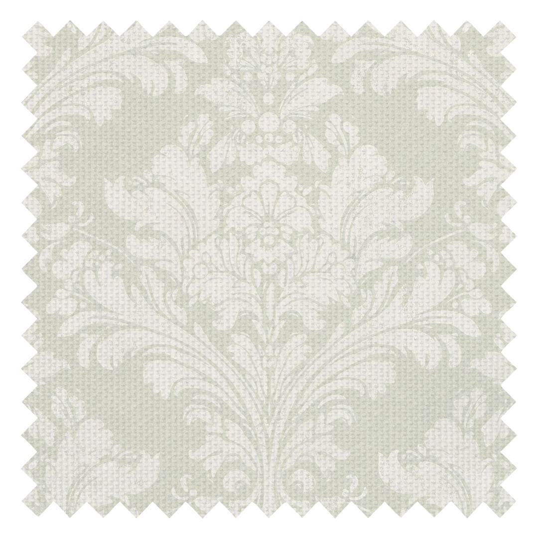 Regal Damask Fabric in Cream on Green