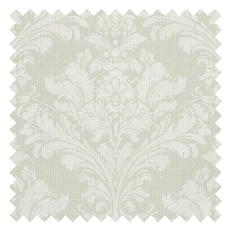 Regal Damask Fabric in Cream on Green
