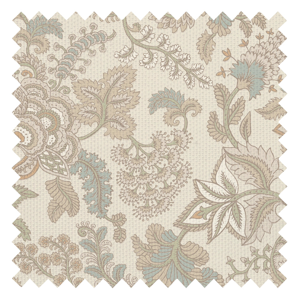 Jacobean Splendour Fabric in Latte and Hazelnut on Warm Cream