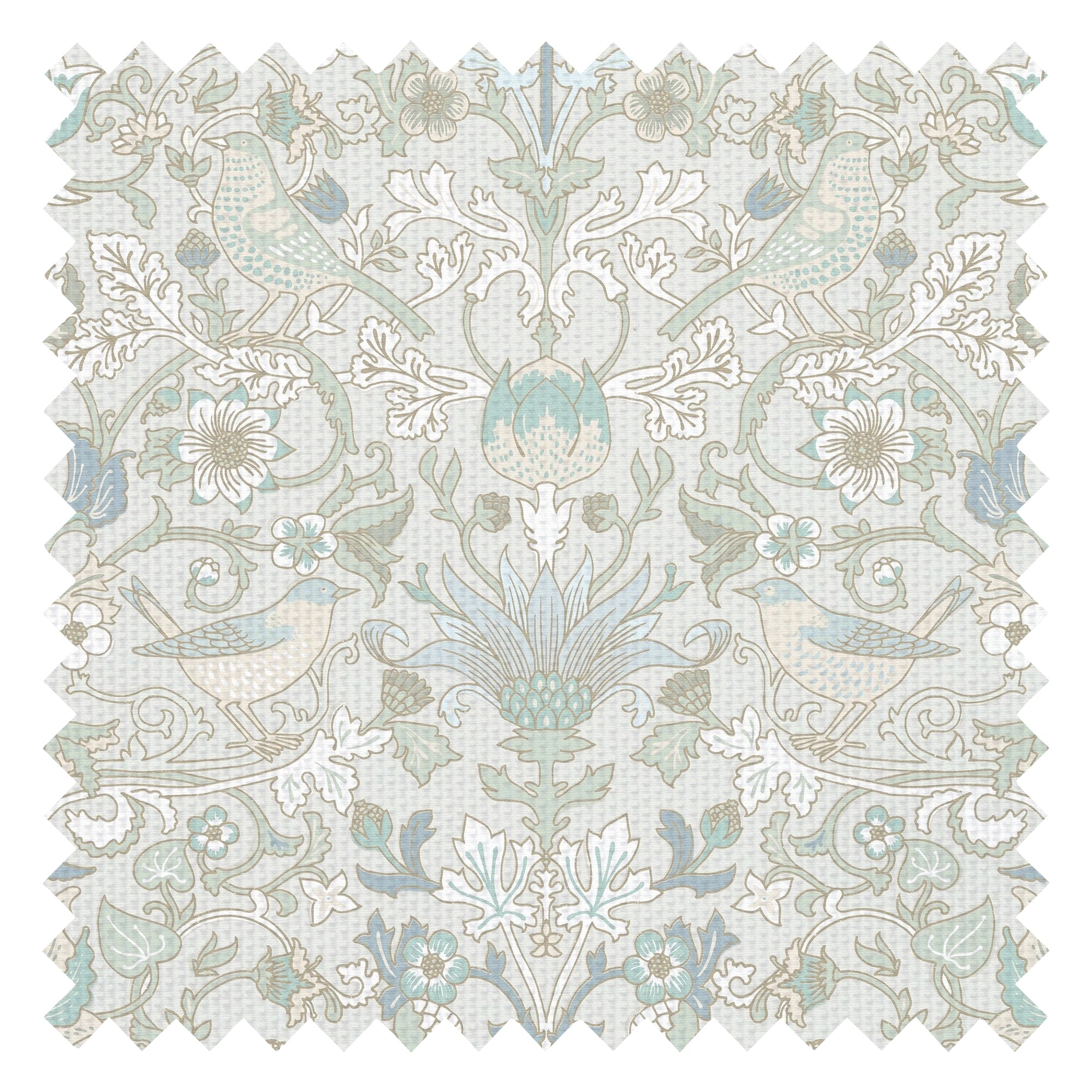 Garden Visitors Fabric in Clay Blue and Thunder on Soft Clay