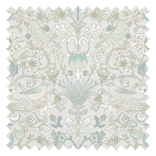 Garden Visitors Fabric in Clay Blue and Thunder on Soft Clay