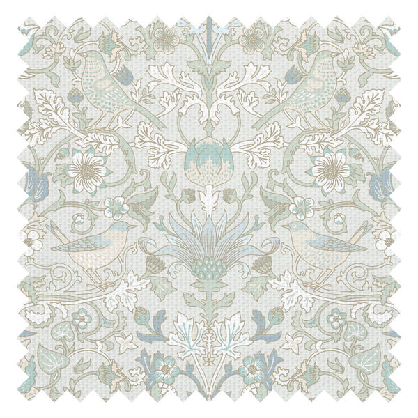 Garden Visitors Fabric in Clay Blue and Thunder on Soft Clay