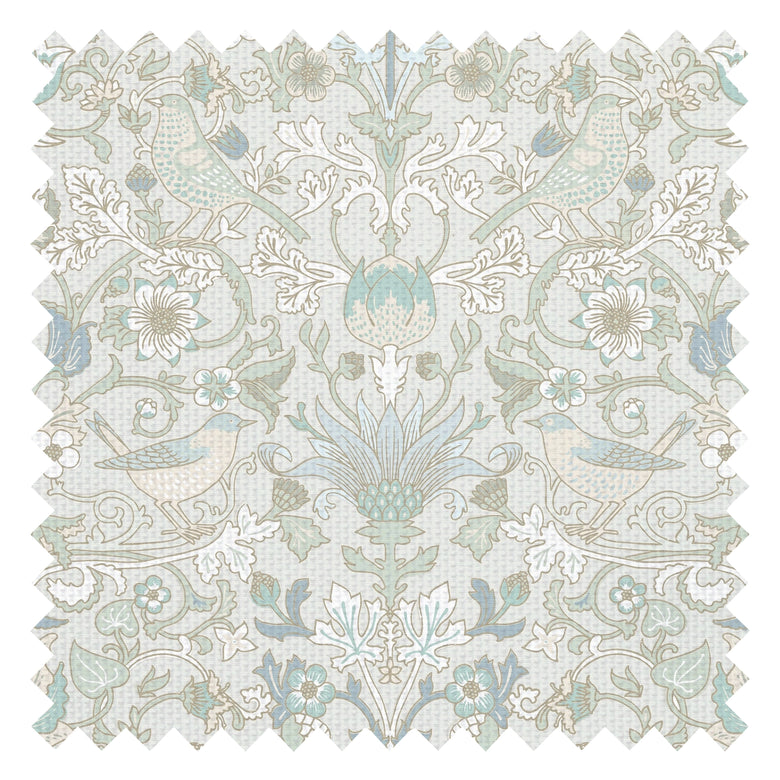 Garden Visitors Fabric in Clay Blue and Thunder on Soft Clay