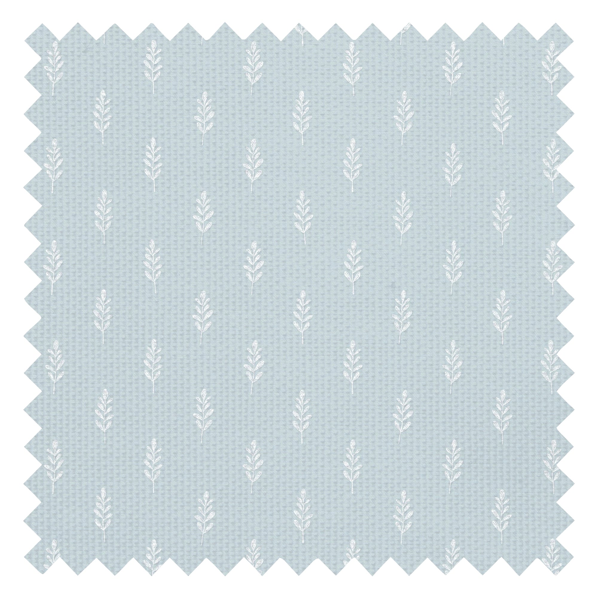 Rowan Fabric in Milk White on Blue
