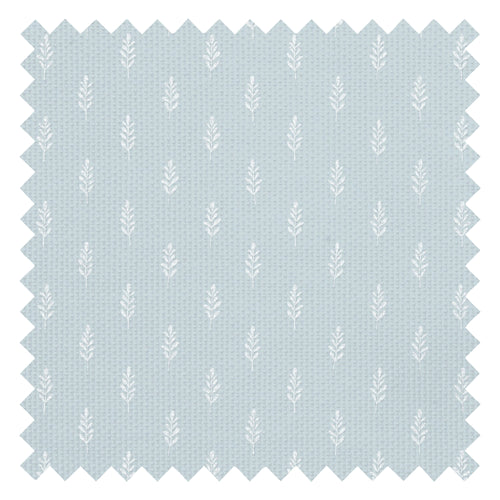 Rowan Fabric in Milk White on Blue