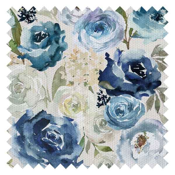 Bouquet De Fleurs Fabric in Watercolour Blues with Chamomile