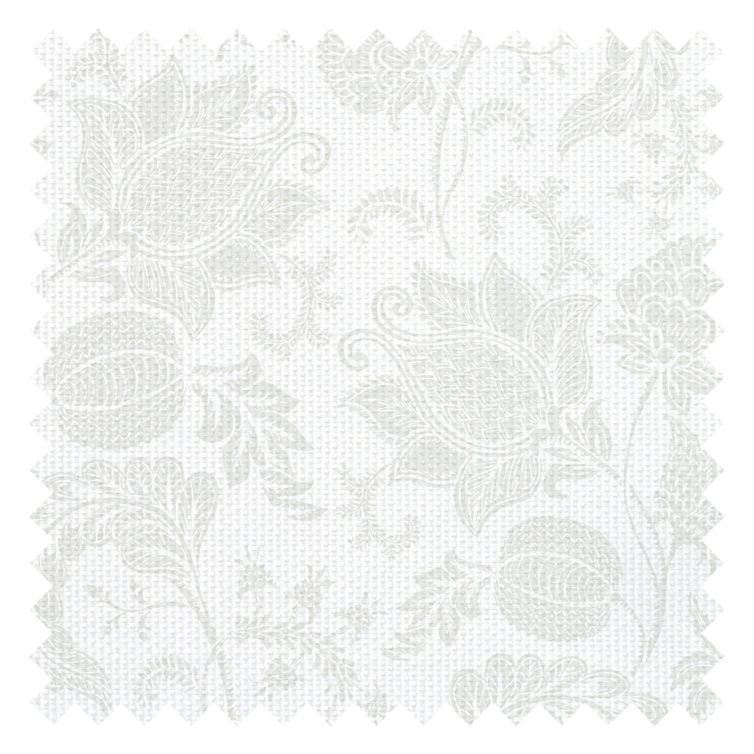 Jacobean Bloom Fabric in Light Sage on Milk Foam