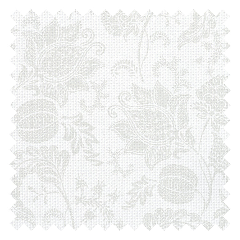 Jacobean Bloom Fabric in Light Sage on Milk Foam