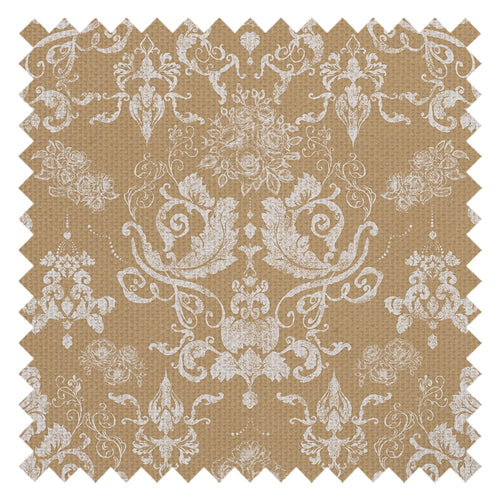 Bridgerton Damask Fabric in Burnt Ochre and Vintage Cream