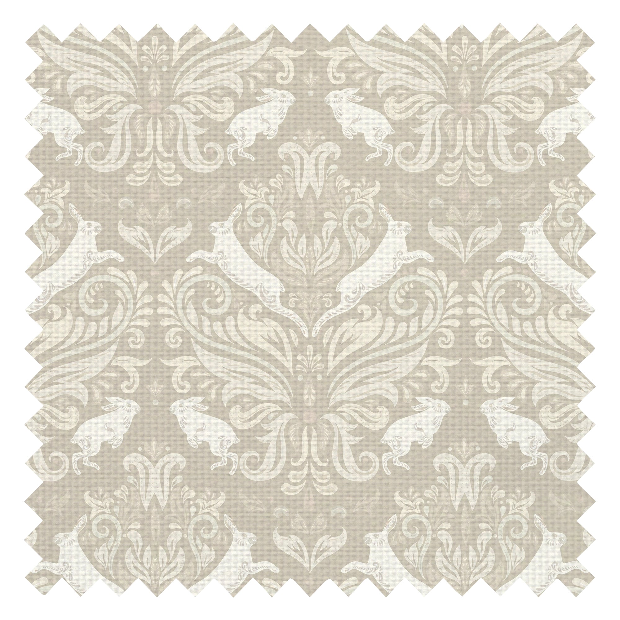 The Hopping Hare Fabric in Natural Tones