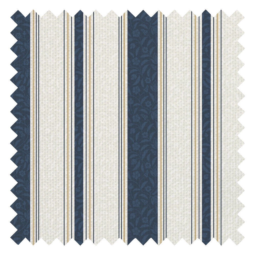 Beaumont Stripe Fabric in Aged Ivory and Navy