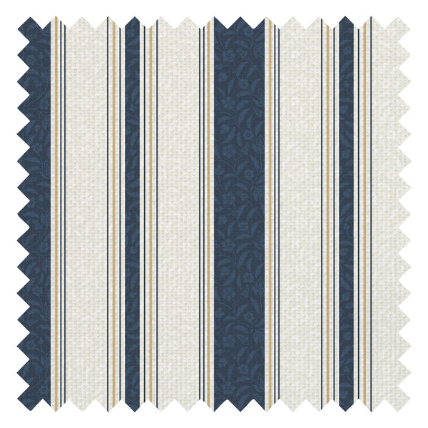 Beaumont Stripe Fabric in Aged Ivory and Navy