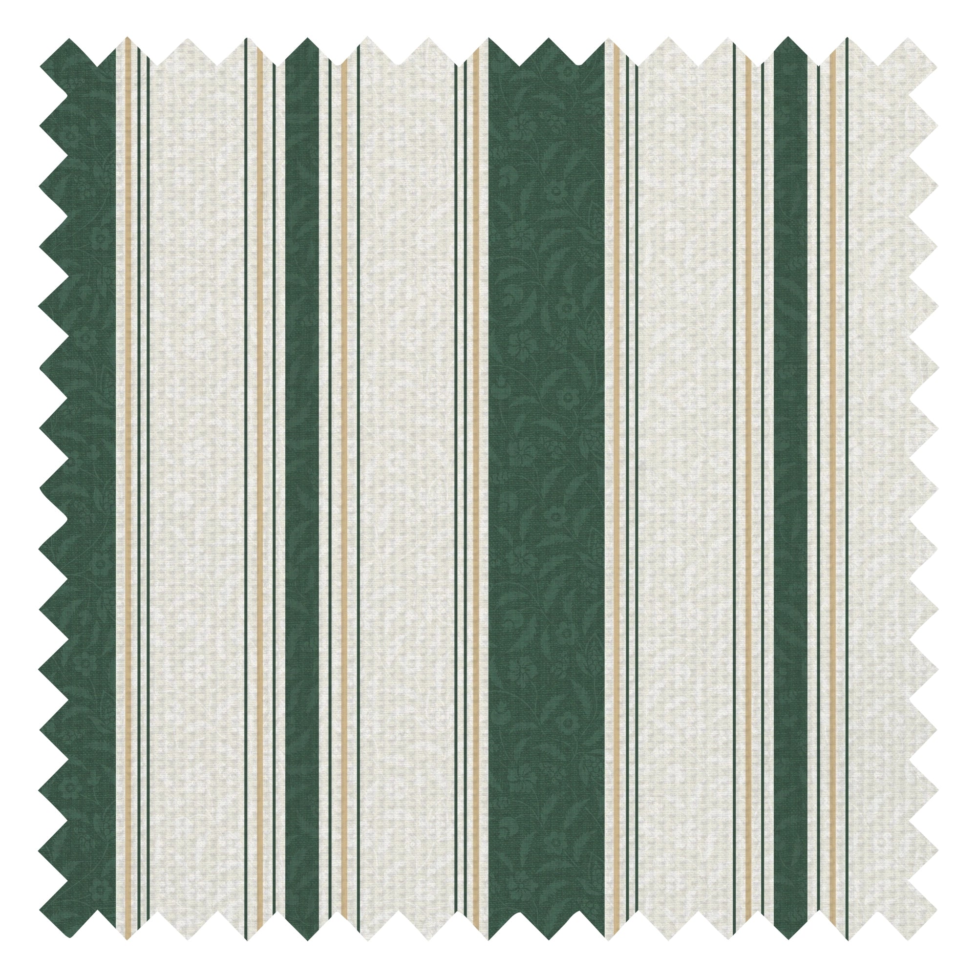 Beaumont Stripe Fabric in Aged Ivory and Hunter Green