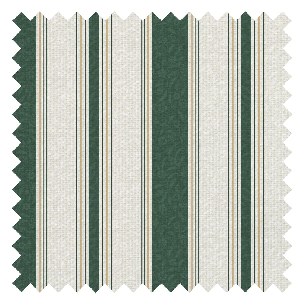 Beaumont Stripe Fabric in Aged Ivory and Hunter Green