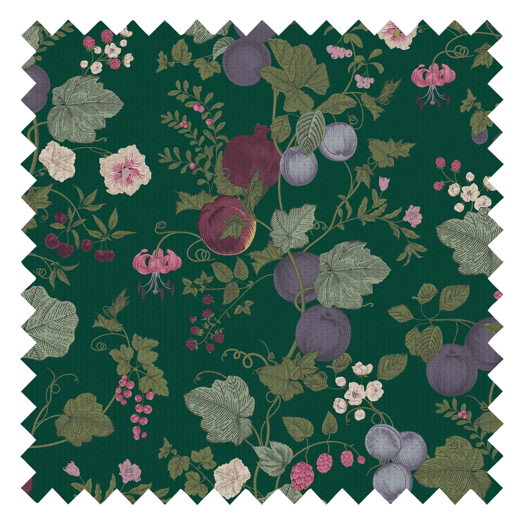 Forgotten Fruit Fabric in Wild Plum and Lavender on Verdant Green