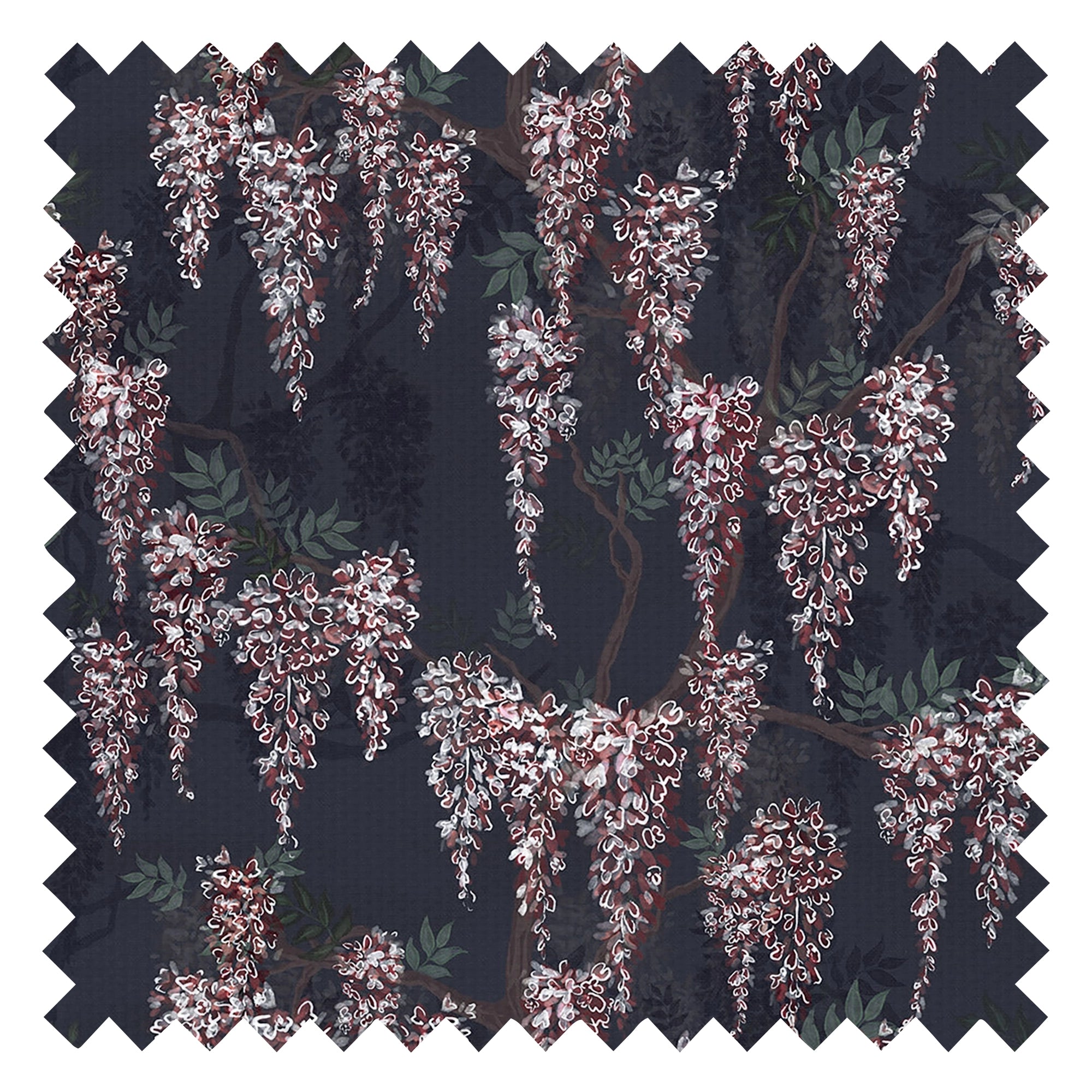 Wisteria Lane Fabric in Classic Navy with Berry Pinks