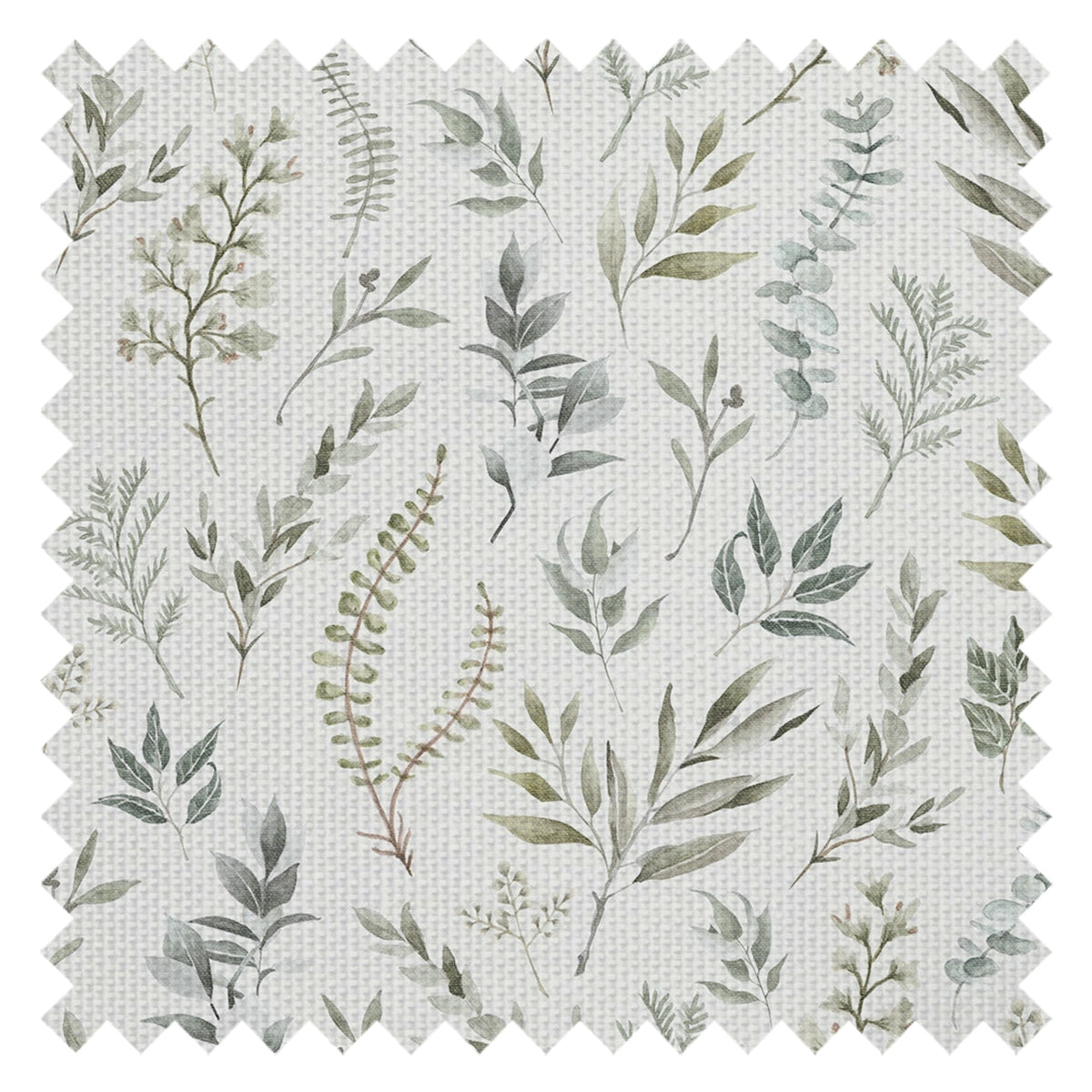 Countryside Trail Fabric in Rustic Greens on Ivory Linen