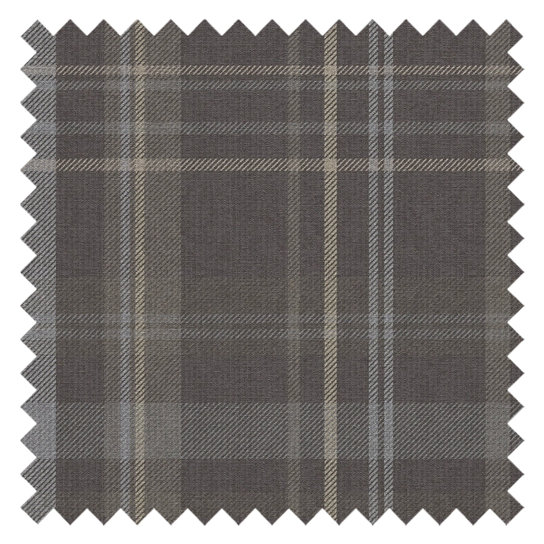 Heritage Tartan Fabric in Earl Blue and Vintage Cream on Earl Grey
