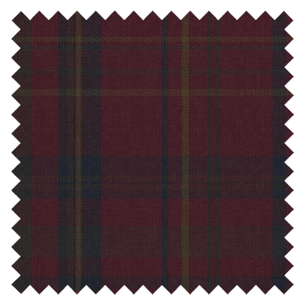 Heritage Tartan Fabric in Fig, Oxford Blue and Thistle Green