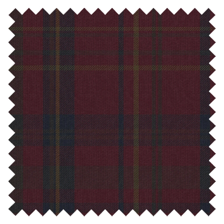 Heritage Tartan Fabric in Fig, Oxford Blue and Thistle Green