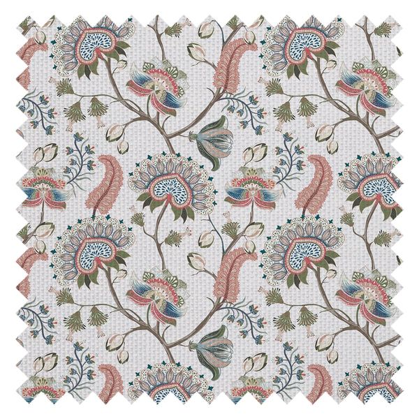 Ophelia Fabric in Coral, Olive and Mineral