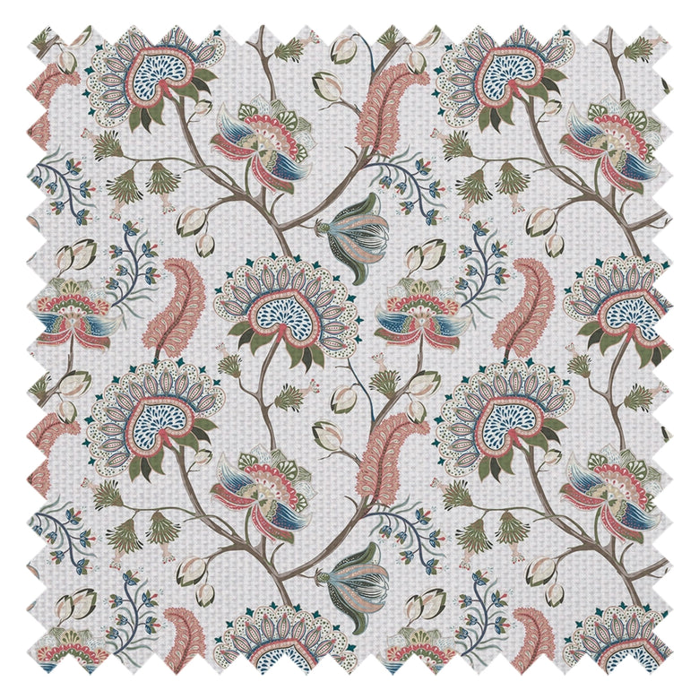 Ophelia Fabric in Coral, Olive and Mineral