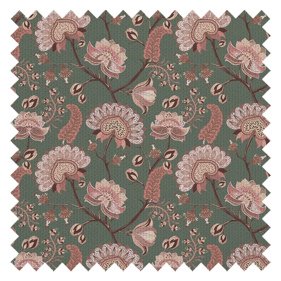 Ophelia Fabric in Moss and Blush Pink