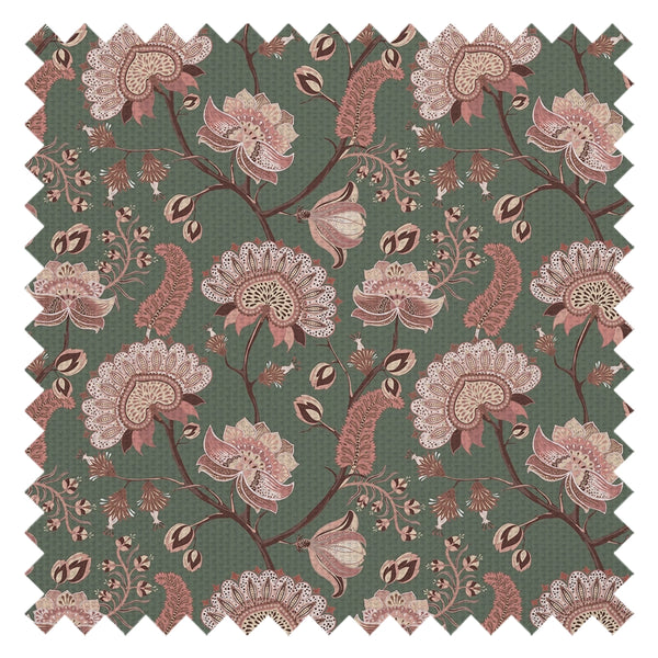 Ophelia Fabric in Moss and Blush Pink