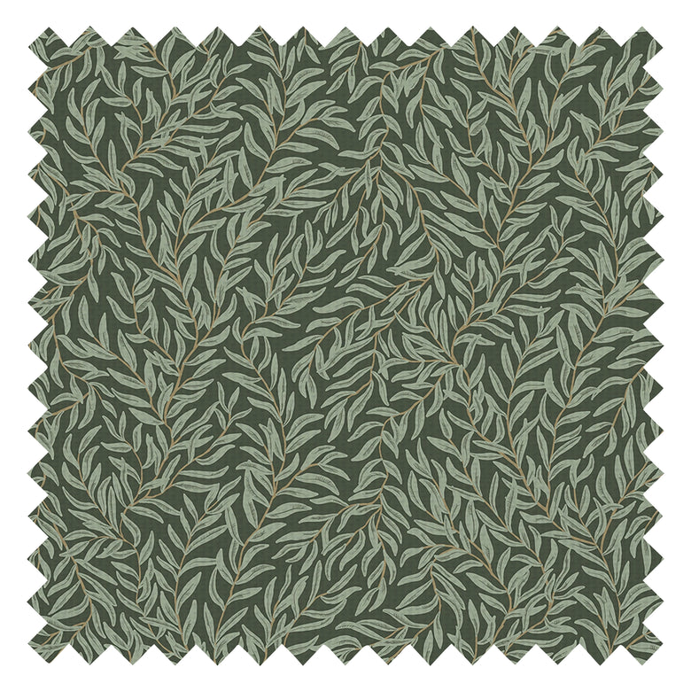 Whimsical Willow Fabric in Bayleaf on Juniper Green