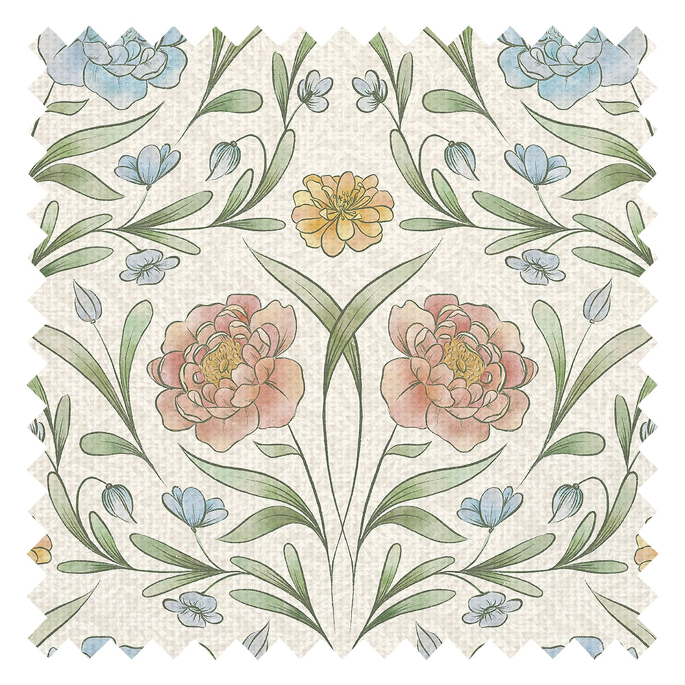 Vintage Trellis Fabric in Summer Shades on Vintage Cream