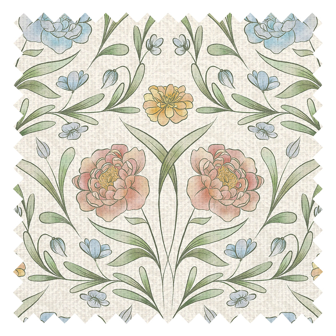Vintage Trellis Fabric in Summer Shades on Vintage Cream