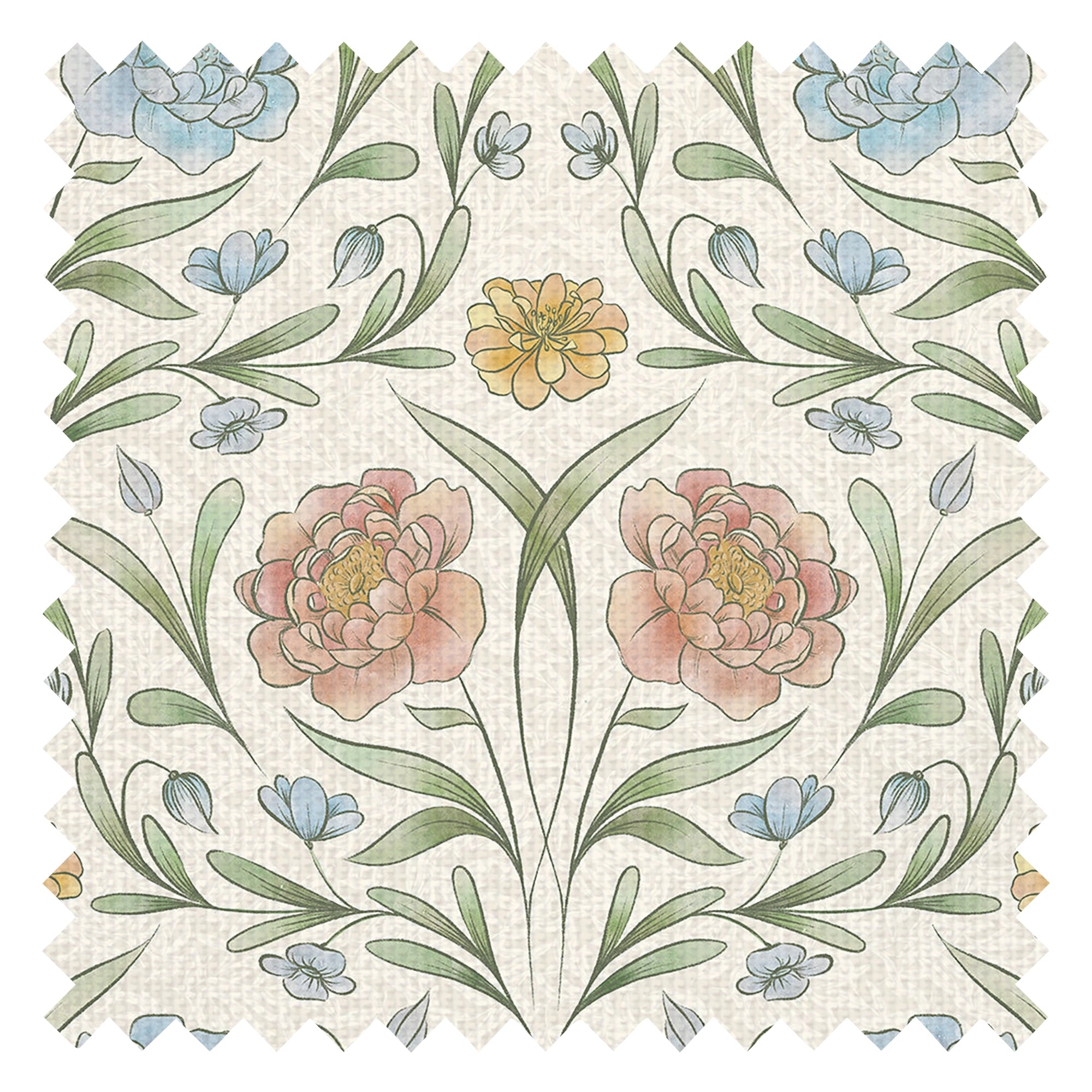 Vintage Trellis Fabric in Summer Shades on Vintage Cream