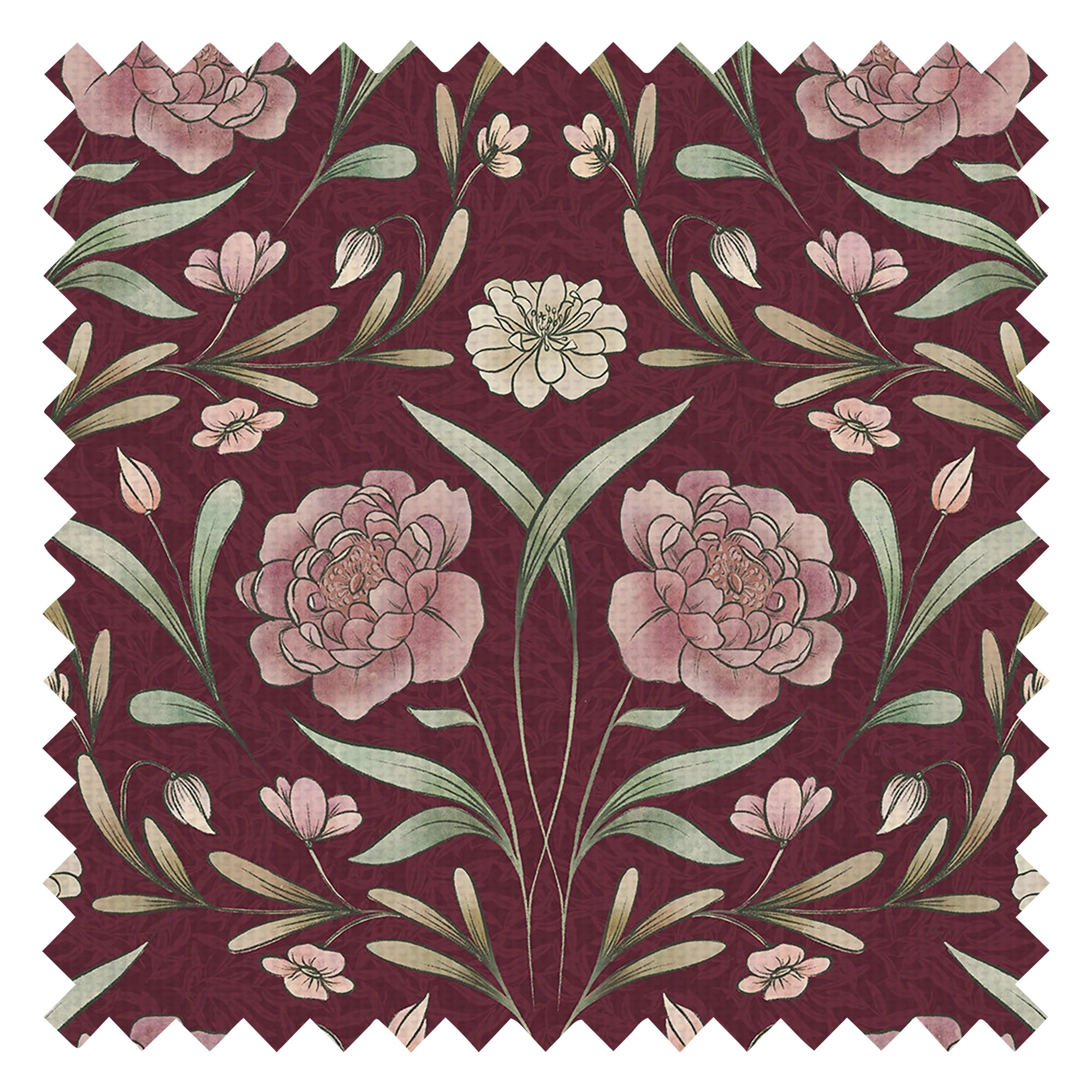 Vintage Trellis Fabric in Pistachio and Mulberry on Fig