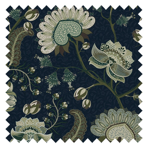 Beaumont Fabric in Olive and Sage Green on Classic Navy