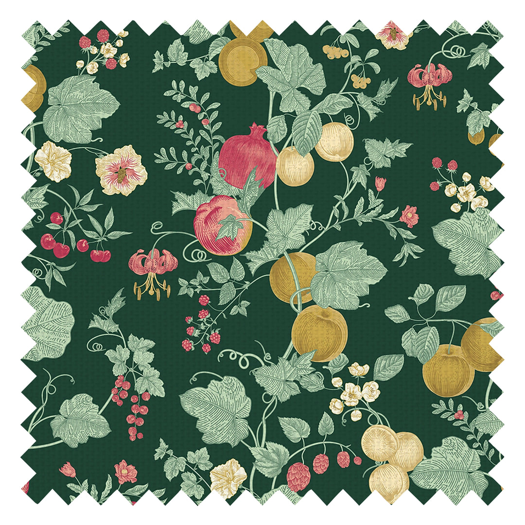 Forgotten Fruit Fabric in Guava and Ochre on Castleton Green
