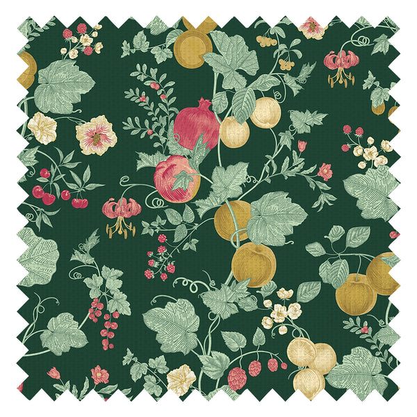 Forgotten Fruit Fabric in Guava and Ochre on Castleton Green