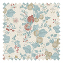 Forgotten Fruit Fabric in Duck Egg and Pomegranate on Vintage Cream