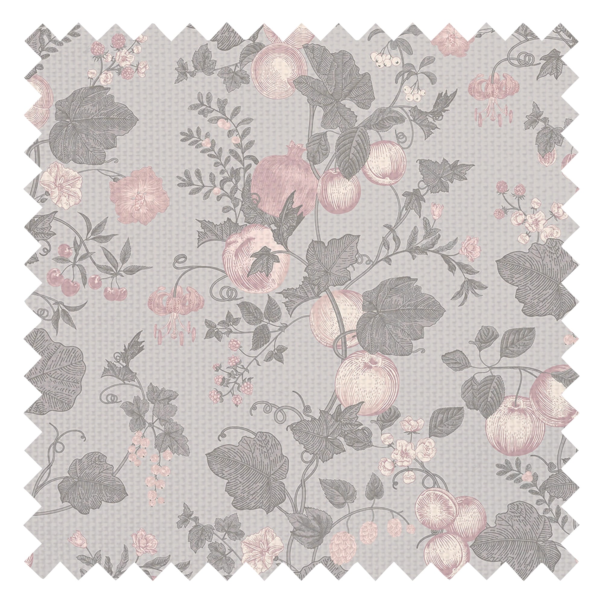 Forgotten Fruit Fabric in Violet Grey and Vintage Rose