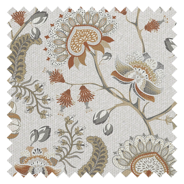 Beaumont Fabric in Spice and Vintage Grey on Ecru