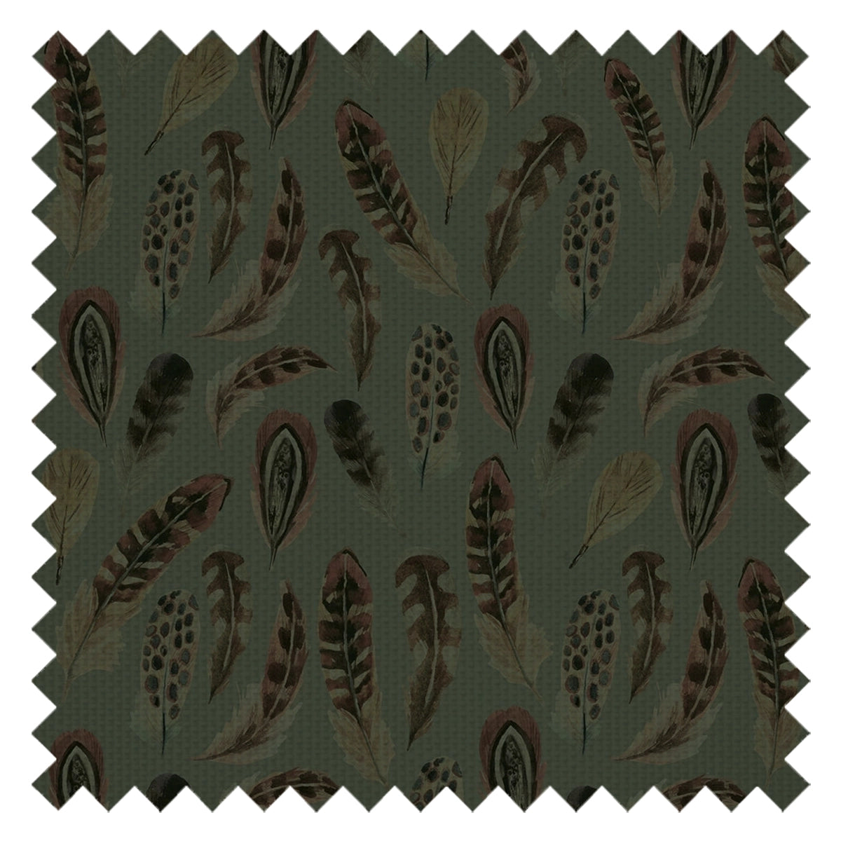 Birds of a Feather Fabric in Rural Tones on Seafoam
