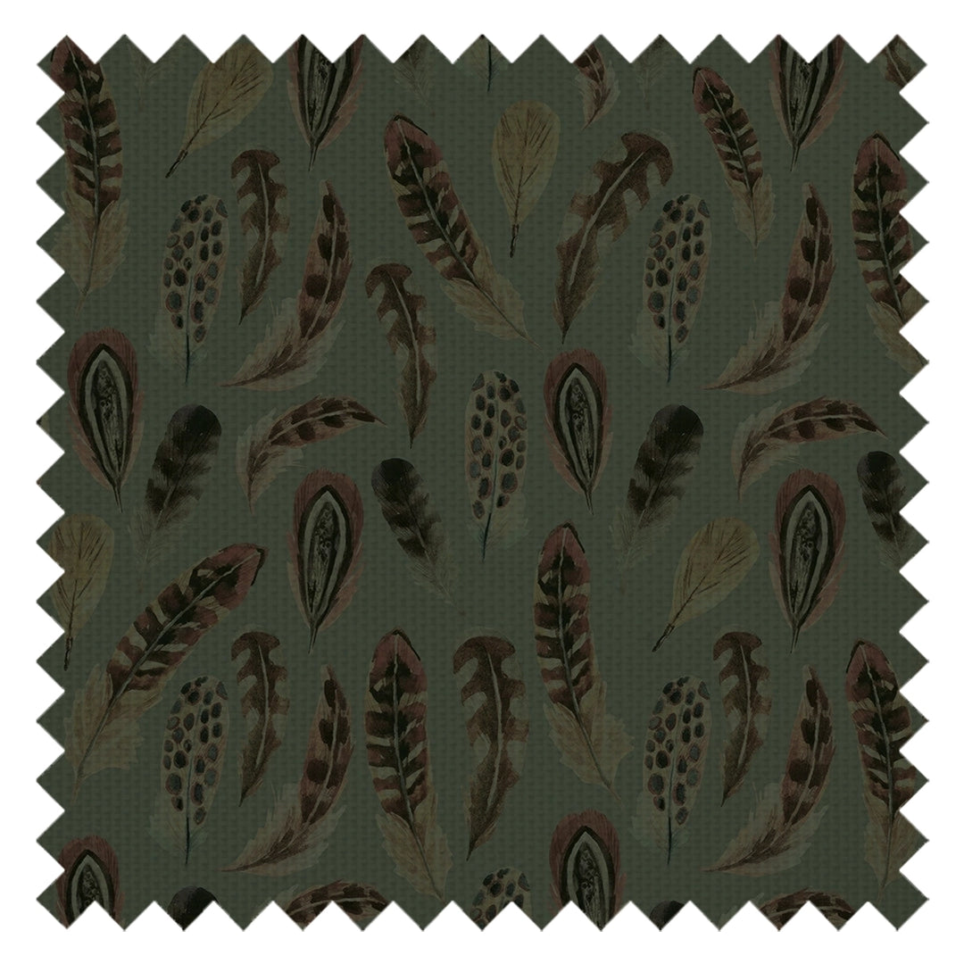 Birds of a Feather Fabric in Rural Tones on Seafoam