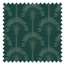 Palmette Fabric in Rustic Green on Teal