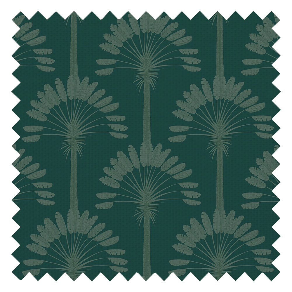 Palmette Fabric in Rustic Green on Teal