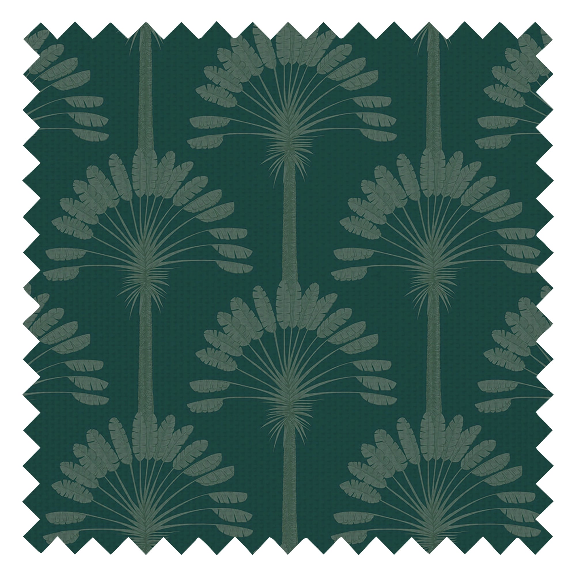 Palmette Fabric in Rustic Green on Teal