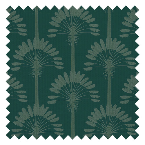 Palmette Fabric in Rustic Green on Teal