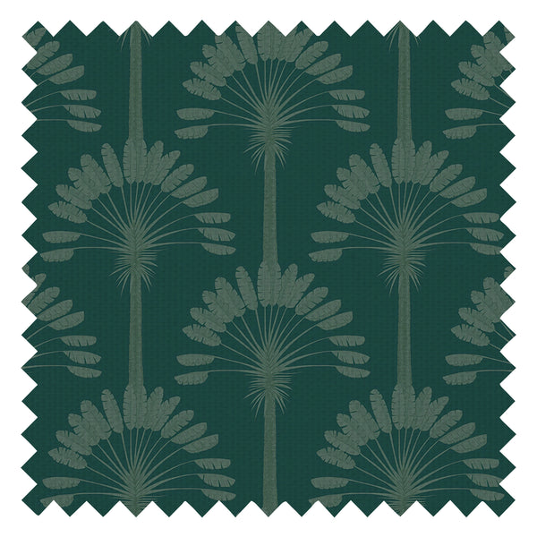 Palmette Fabric in Rustic Green on Teal